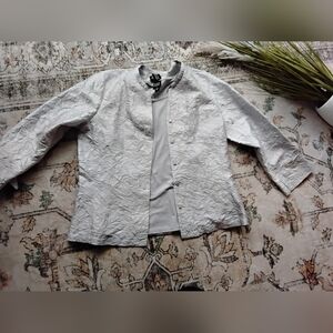 Eileen Fisher Crushed Silk Shirt Jacket Set